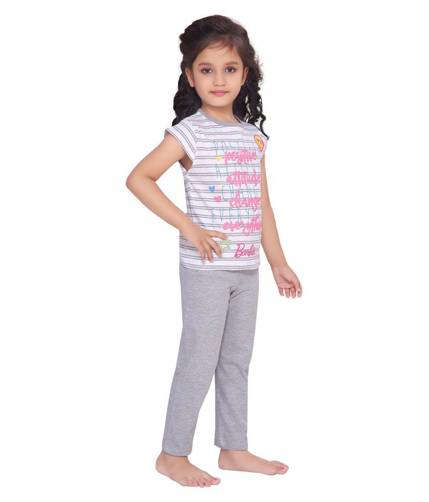 Girls printed 100 % cotton Cap Sleeve T-Shirt Pyjama Set/Night Dress ...