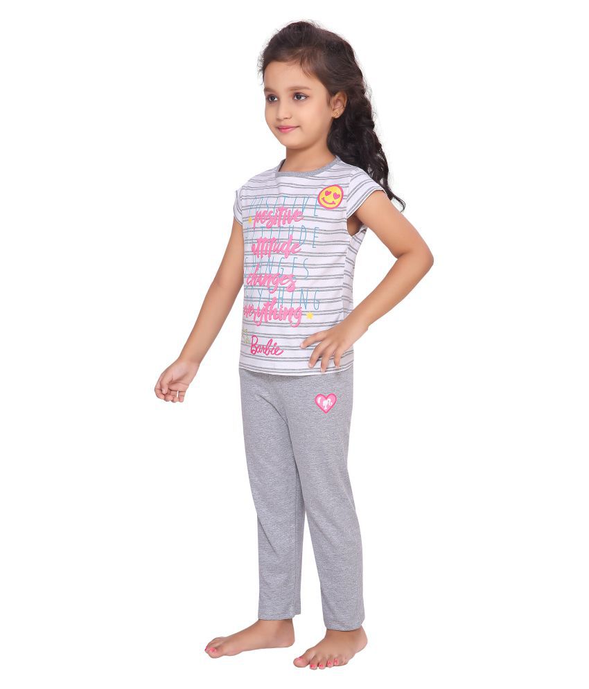 Girls printed 100 % cotton Cap Sleeve T-Shirt Pyjama Set/Night Dress ...