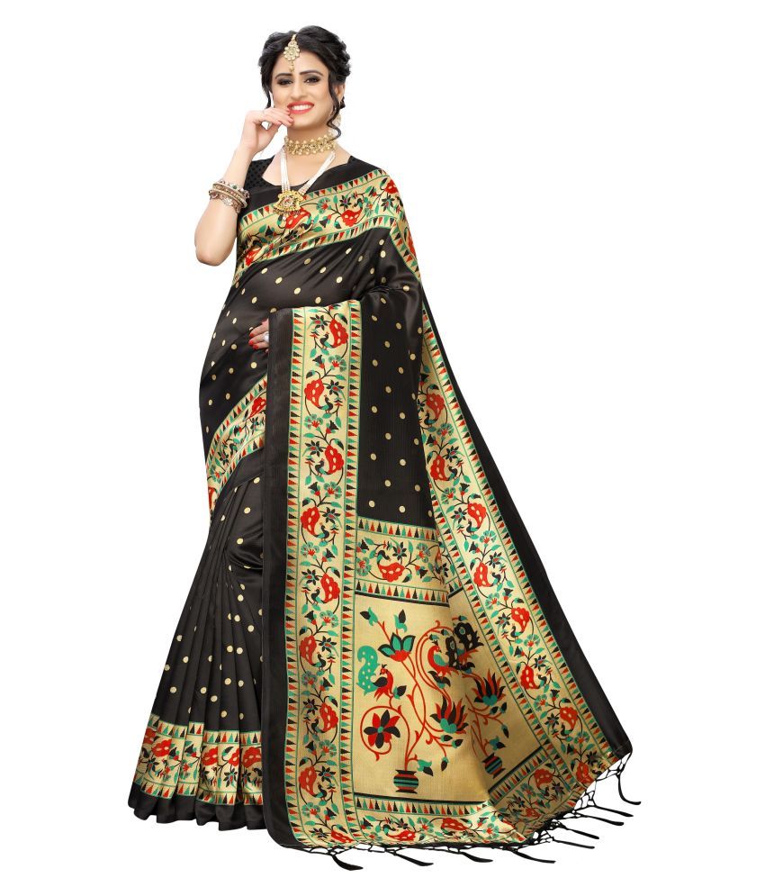 Suman Creation Black Art Silk Saree - Buy Suman Creation Black Art Silk ...