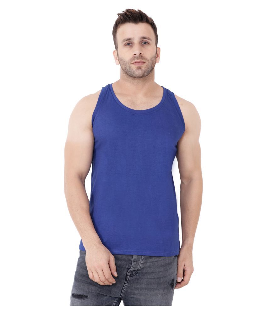     			Tfurnish Cotton Blend Blue Solids T-Shirt