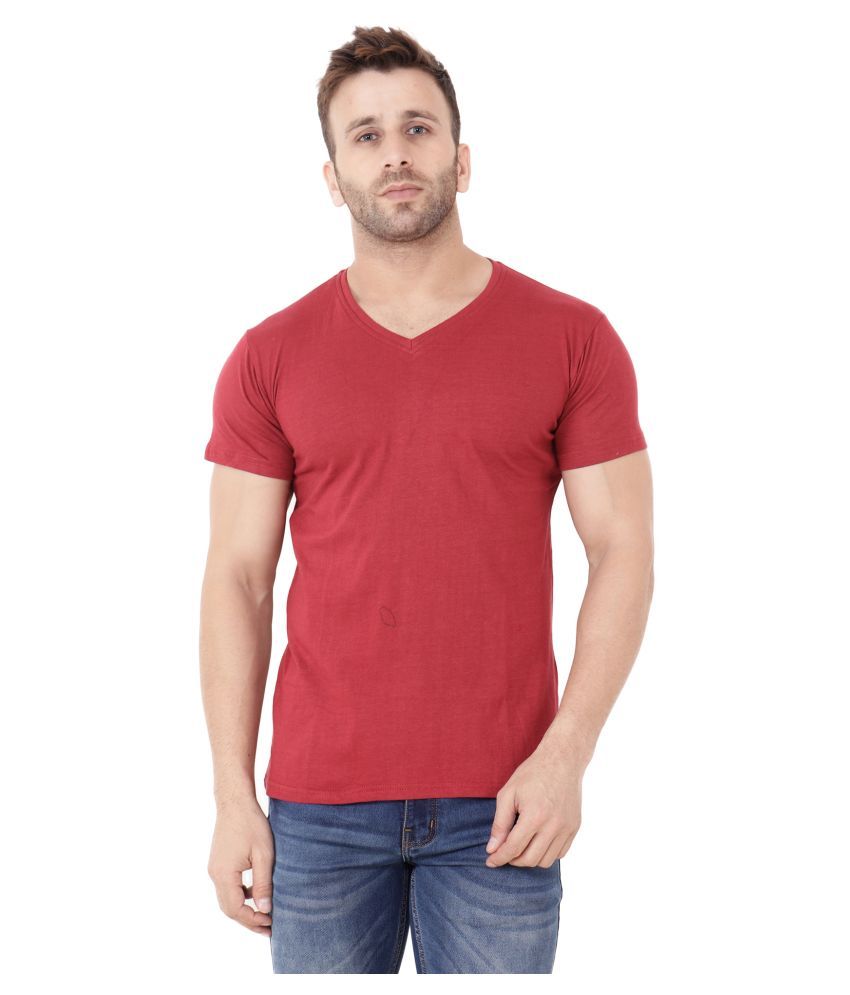     			Tfurnish Cotton Blend Maroon Solids T-Shirt