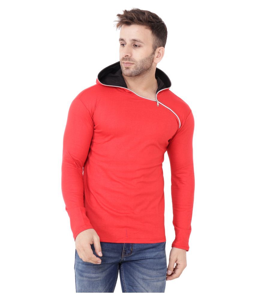     			Tfurnish Cotton Blend Red Solids T-Shirt