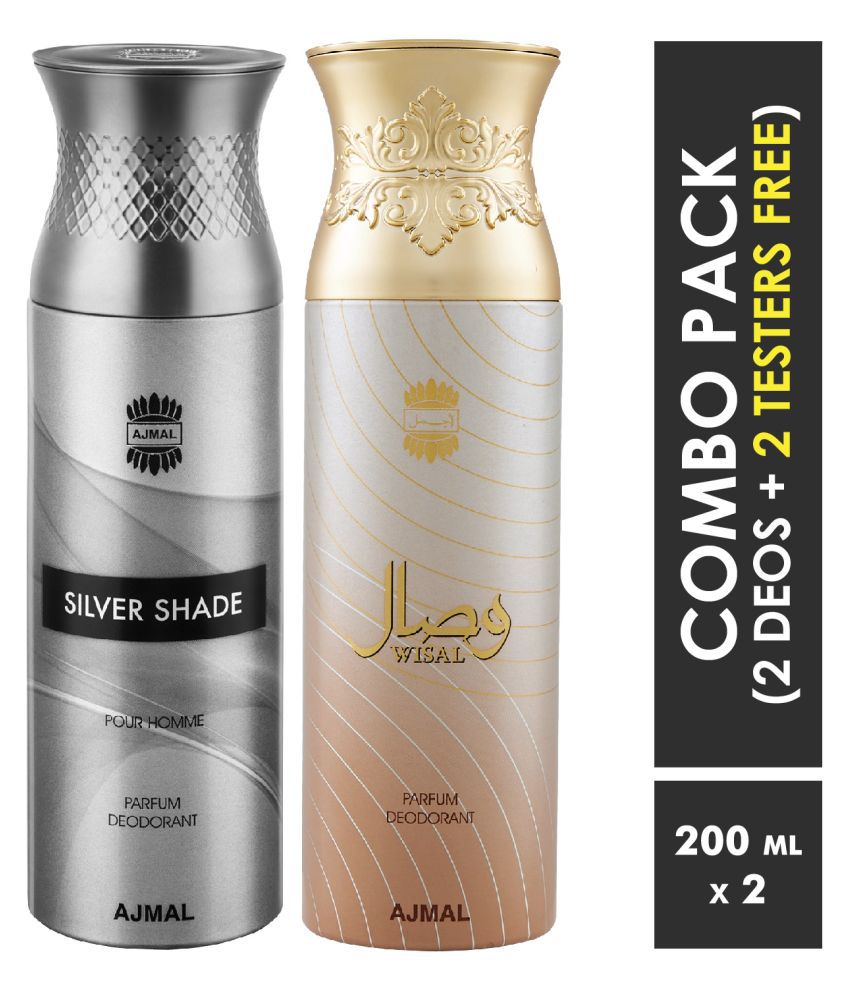     			Ajmal Silver Shade & Wisal Deodorant Spray Gift For Men & Women (200 ml, Pack of 2)