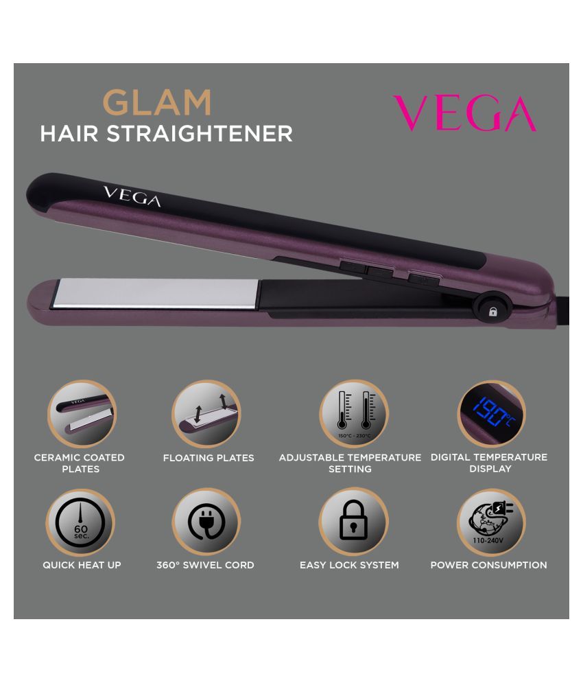 VEGA Glam Hair Straightener ( Black ) Price in India Buy VEGA Glam