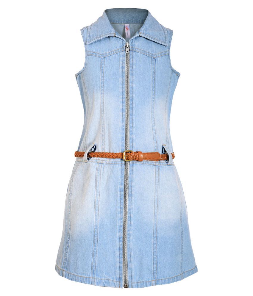 Girls Blue Solid Shirt Dress