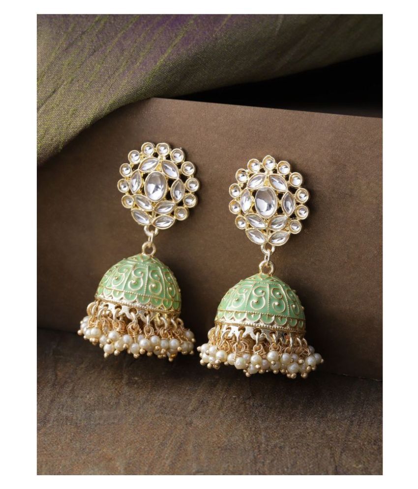     			Priyaasi Gold-Plated  Traditional Jhumka Earrings with  Kundan for Women and Girls