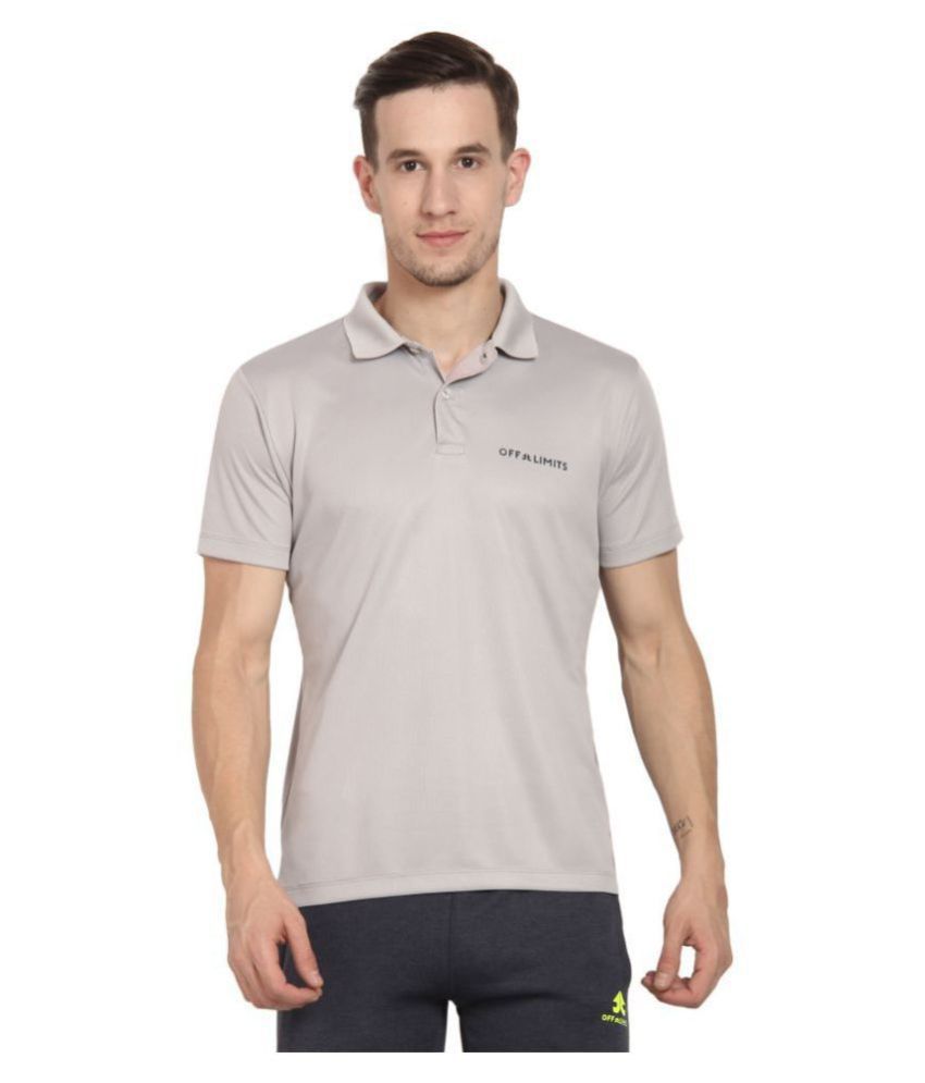    			OFF LIMITS Grey Polyester Polo T-Shirt