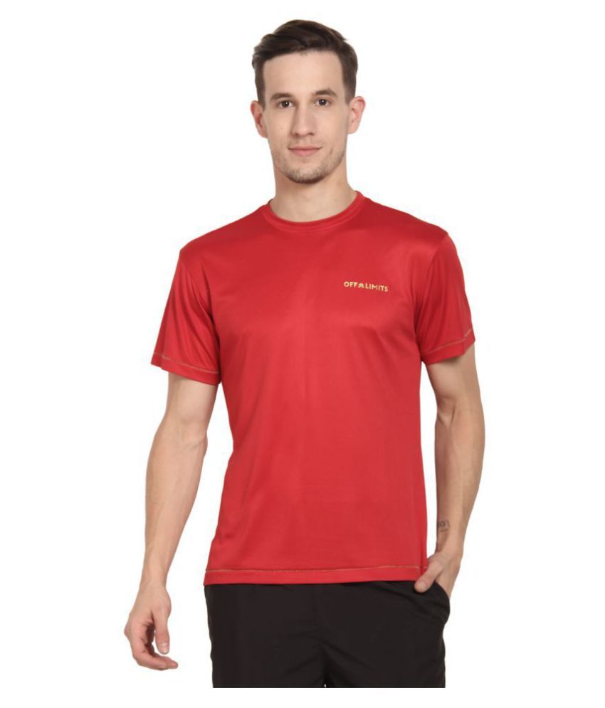     			OFF LIMITS - Red Polyester Regular Fit Men's Sports T-Shirt ( Pack of 1 )