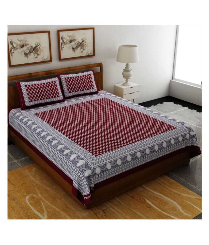     			Bombay Spreads Cotton Double Bedsheet with 2 Pillow Covers