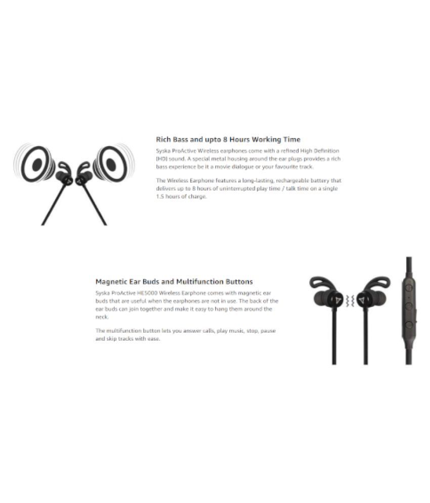 Bluetooth Headset Syska Proactive Wireless Earphones He5300 Ear - Main Image