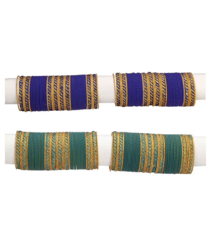     			Somil Designer Two Color Metal Bangle Set Of 96 Bangles Including 8 Kada & 16 Golden Bangles Round, Multicolor, Size-2.4