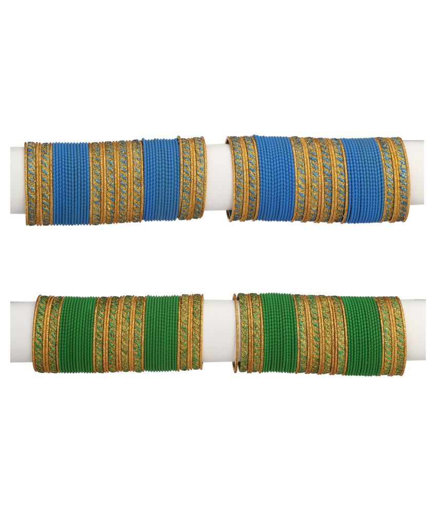     			Somil Designer Two Color Metal Bangle Set Of 96 Bangles Including 8 Kada & 16 Golden Bangles Round, Multicolor, Size-2.4