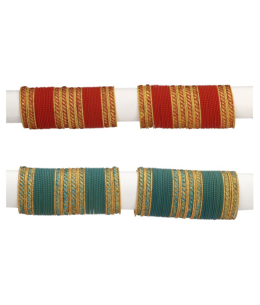     			Somil Designer Two Color Metal Bangle Set Of 96 Bangles Including 8 Kada & 16 Golden Bangles Round, Multicolor, Size-2.4