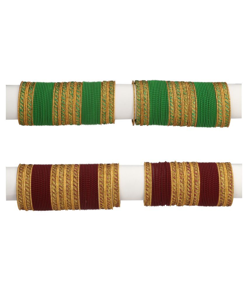     			Somil Designer Two Color Metal Bangle Set Of 96 Bangles Including 8 Kada & 16 Golden Bangles Round, Multicolor, Size-2.4