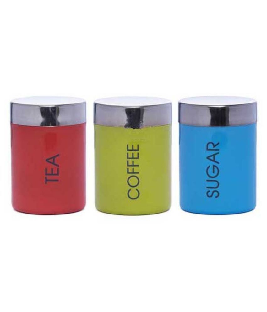     			Dynore Colorful Steel Multicolor Tea/Coffee/Sugar Container ( Set of 3 )