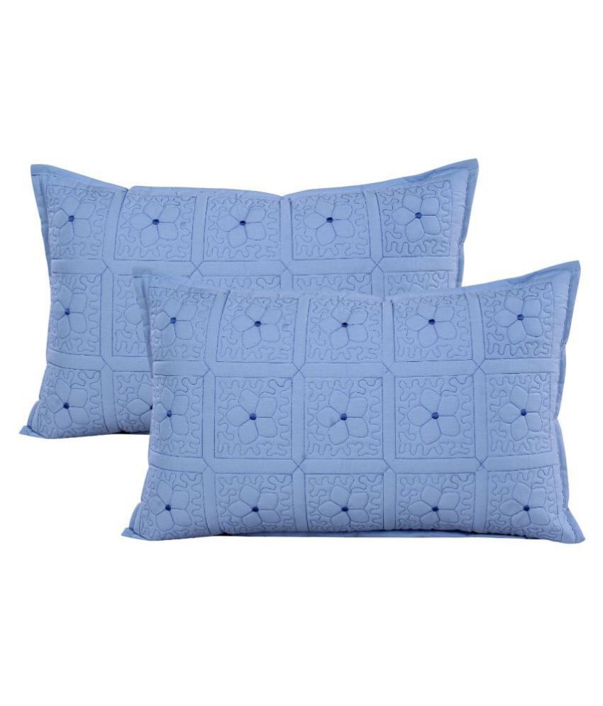     			MAHALUXMI COLLECTION Pack of 2 Blue Pillow Cover
