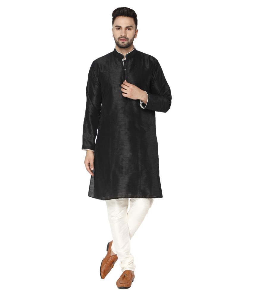     			SKAVIJ Black Silk Blend Kurta Pyjama Set