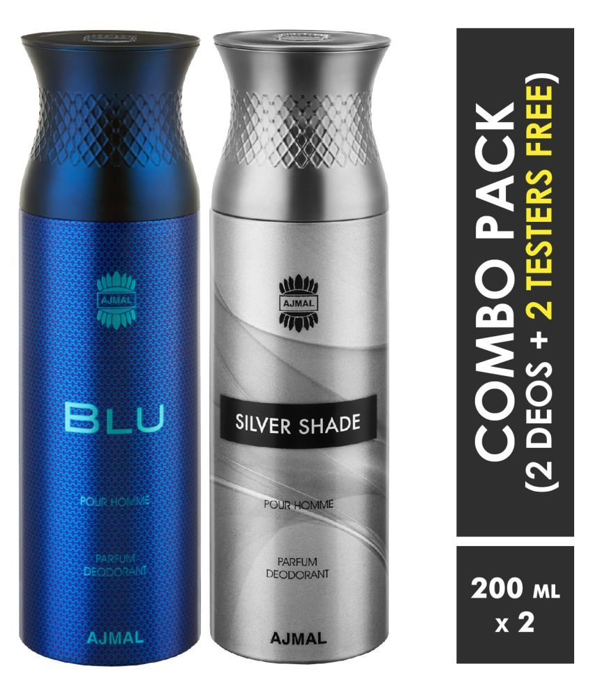     			Ajmal Blu And Silvershade Deodorants For Men 200mL Each (Pack Of 2 400mL)