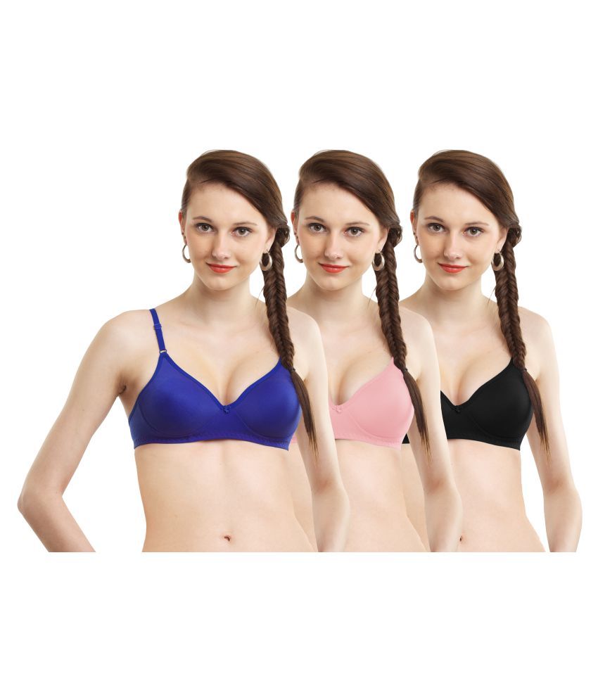     			Madam Pack of 3 Cotton Non Padded Women's Seamless Bra ( Multi Color )