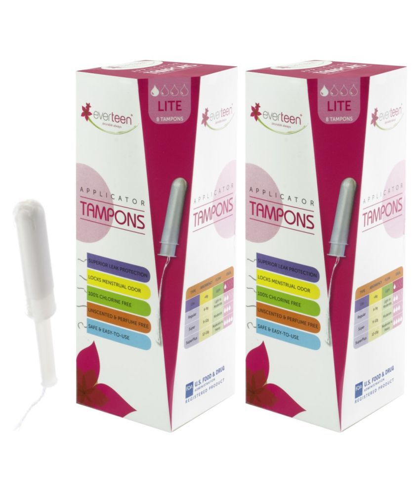 everteen Lite Applicator Tampons for Periods in Women 2 Packs (8