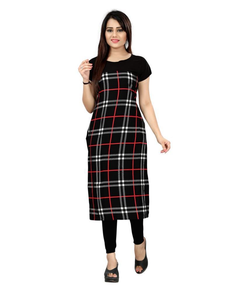     			DSK STUDIO Black Crepe Straight Kurti