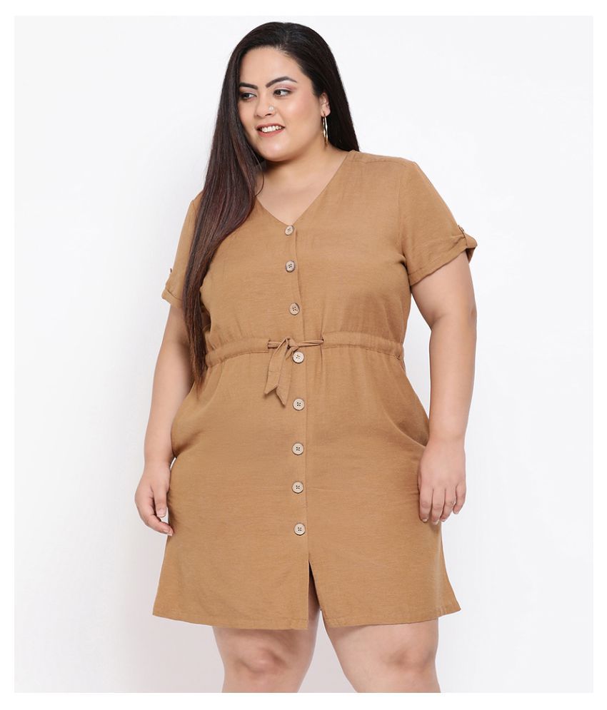 Oxolloxo Cotton Brown A- line Dress