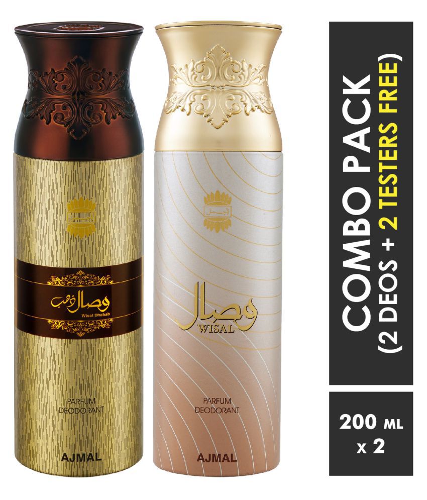     			Ajmal Wisal Dhahab & Wisal Deodorant Spray For Men & Women (200 ml, Pack of 2)