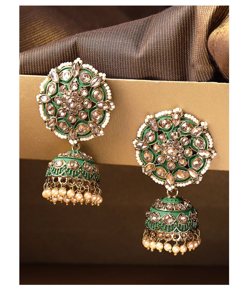     			Priyaasi Gold Plated Traditional Jhumkas with Stones for Women and Girls