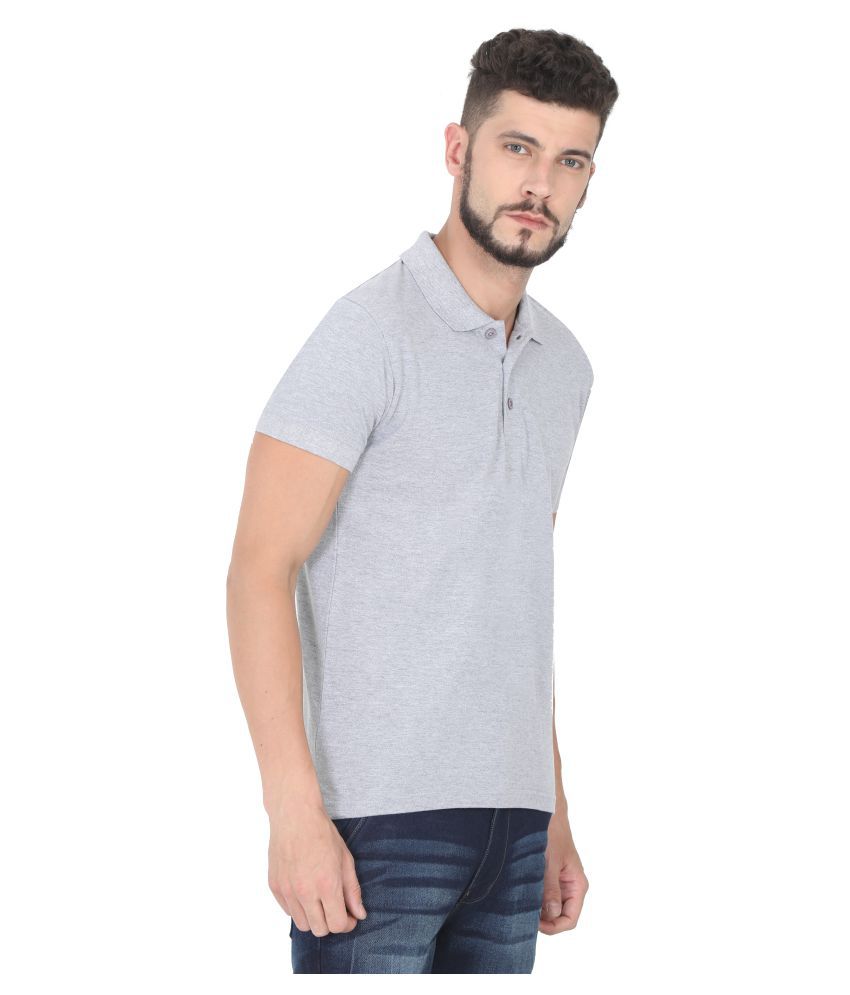Quco Grey Regular Fit Polo T Shirt - Buy Quco Grey Regular Fit Polo T Shirt Online at Low Price 