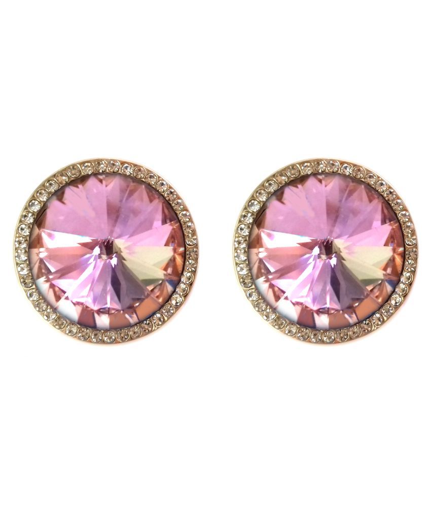 pink color stone earrings