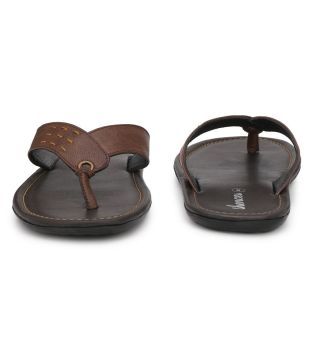 shences brown leather slippers