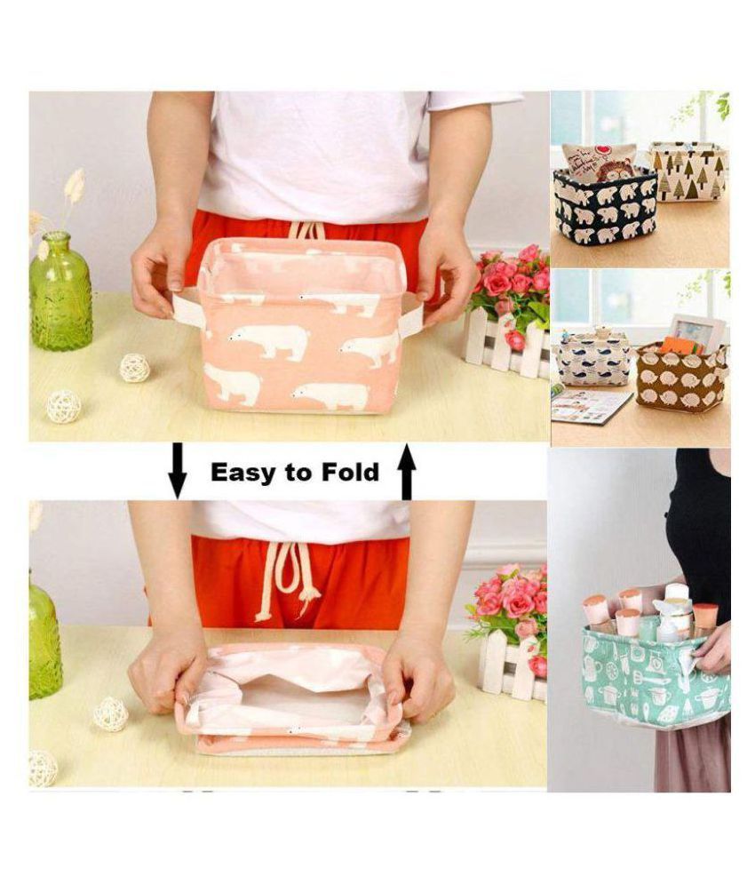 KolorFish Cute Fabric Storage Basket Bins, Home Decor Canvas Organizers
