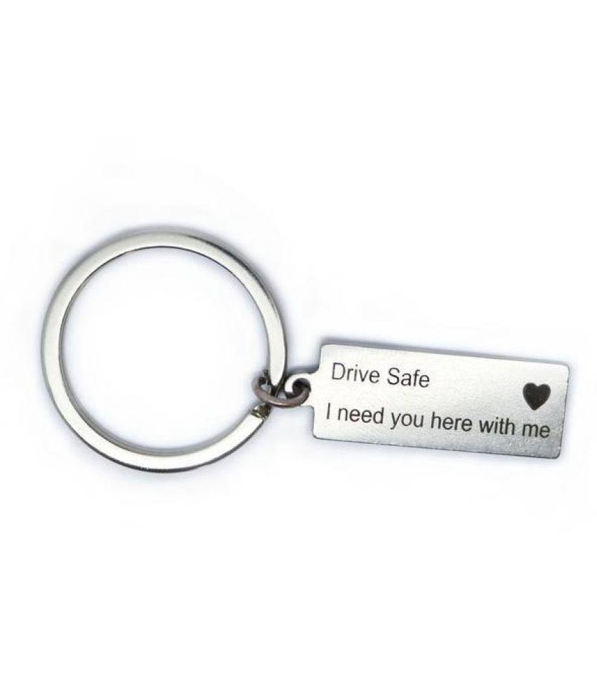 Portachiavi Cuore "Guidi Piano, Ho Bisogno Di Te" – Regalo Coppia In Acciaio Inox, Set Da 2 (nero E Argento)