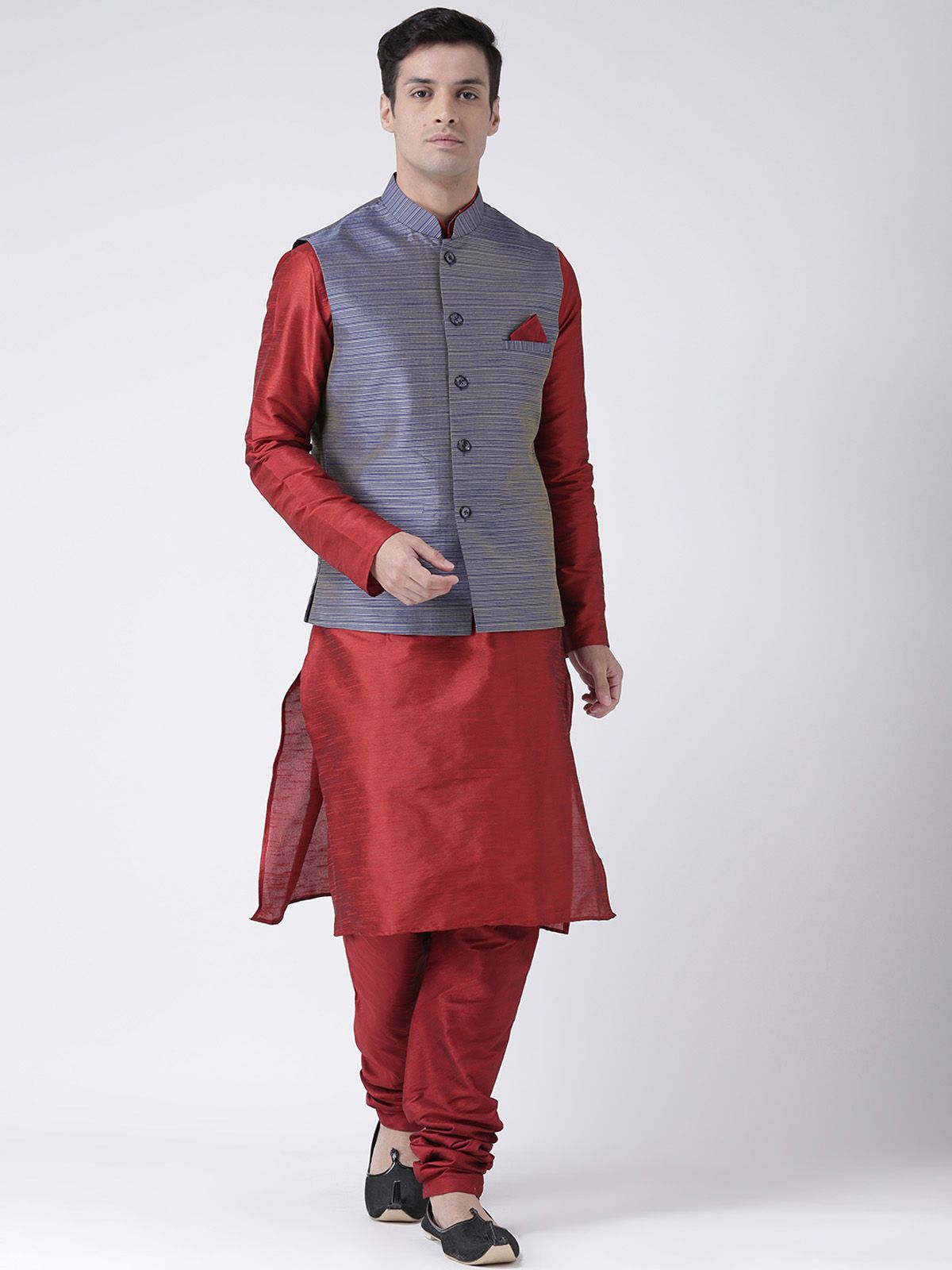     			Deyann Maroon cotton Kurta Pyjama Set