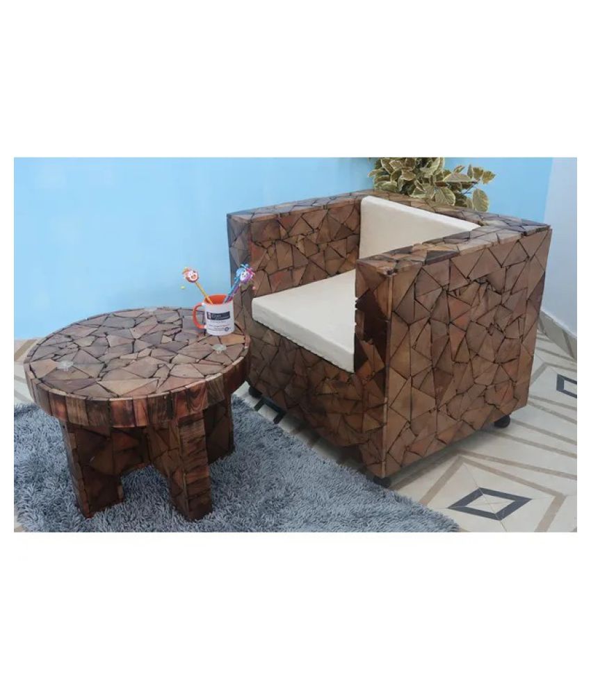 Onlineshoppee Bloque De Madera Wooden Round Foldable Coffee Table With Sofa