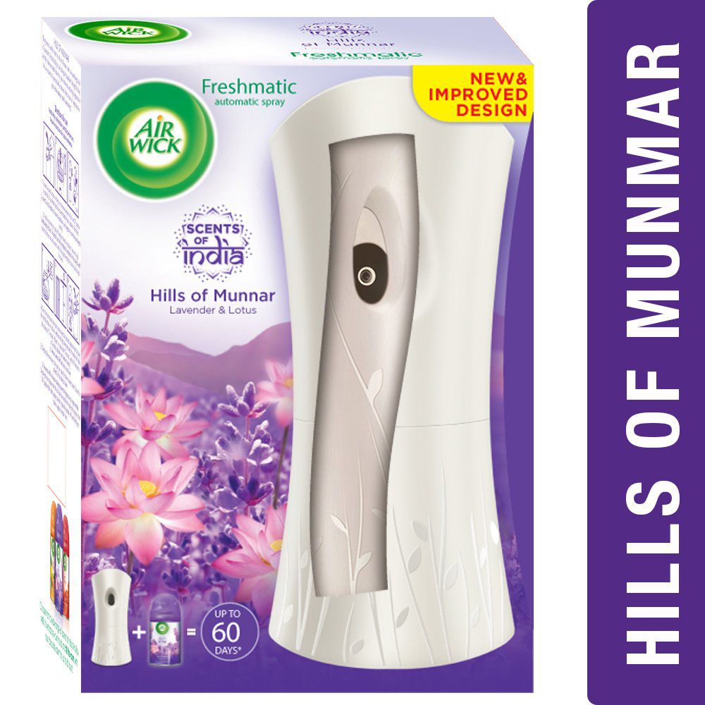 Airwick Freshmatic Air Freshner Complete Kit Hills Of Munnar 250 Ml Lavender Lotus