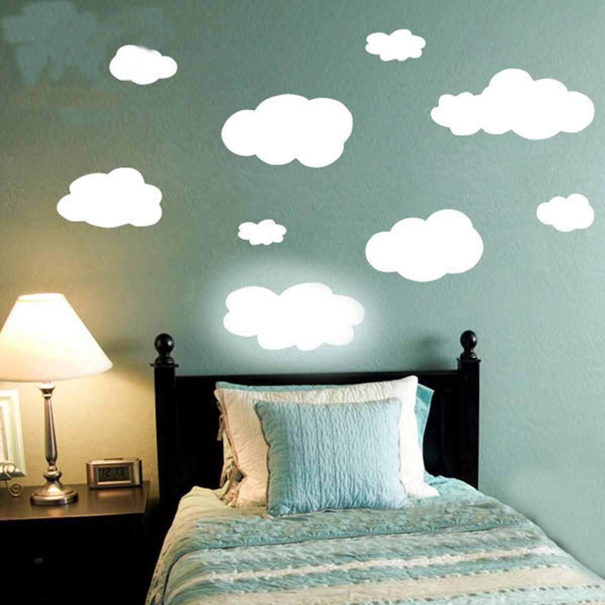 9pcs White Clouds Diy Mural Removable Wall Sticker Art Decal