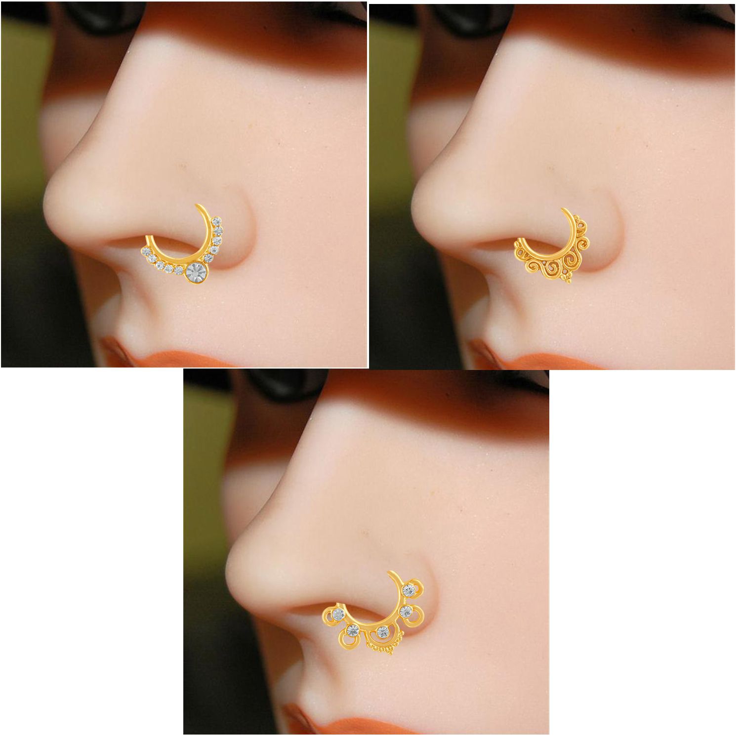 Mahi Gold Plated Ethnic Jewellery Combo of Nose Ring and women CO1104822G Buy Mahi Gold Plated