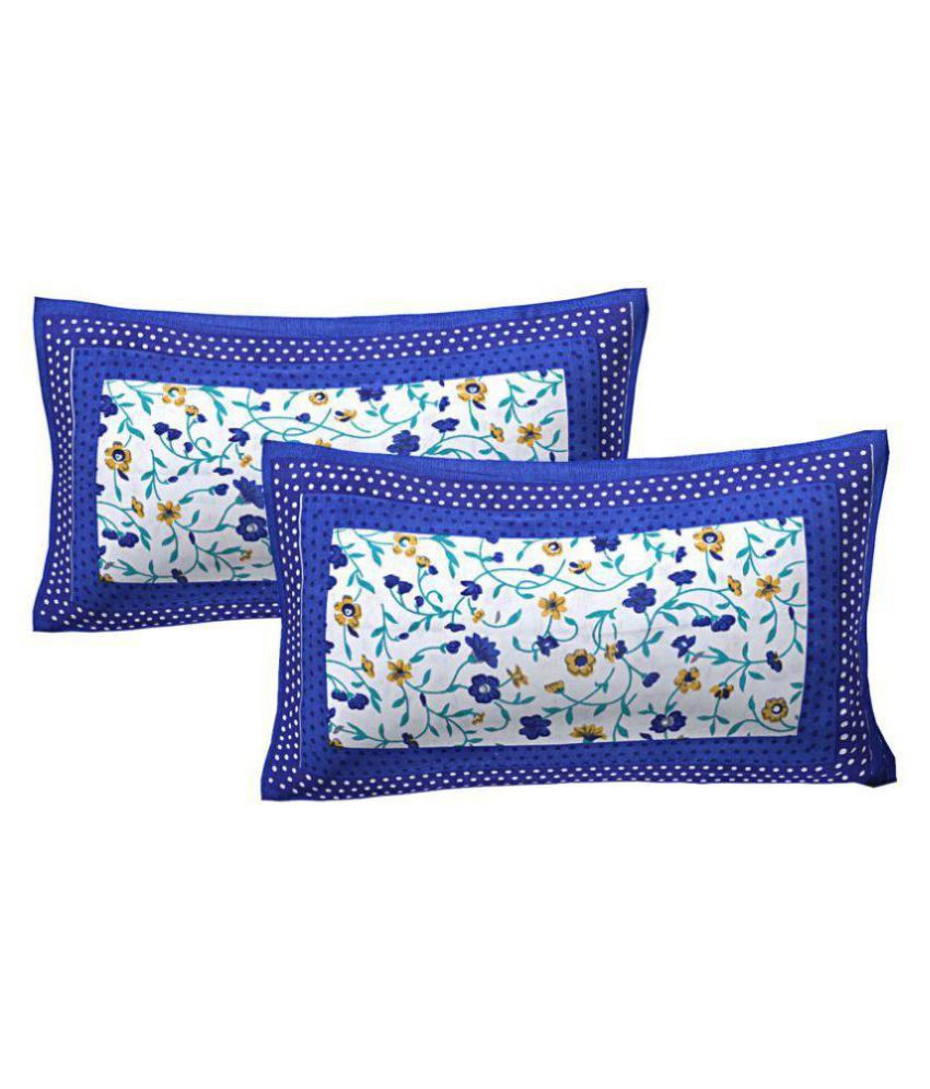     			AJ Home Pack of 2 Cotton Blue Pillow Cover (17 X 27 Inch)