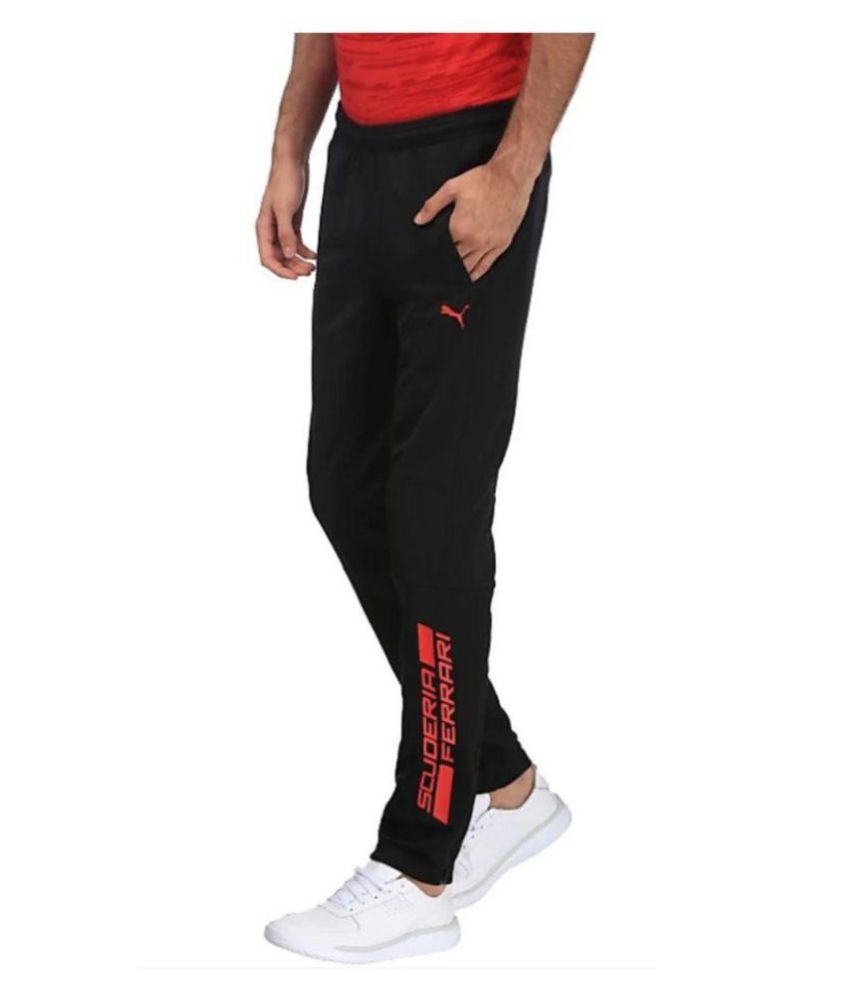 puma black polyester trackpants