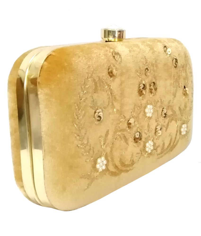 Buy Duchess Gold Fabric Box Clutch at Best Prices in India Snapdeal