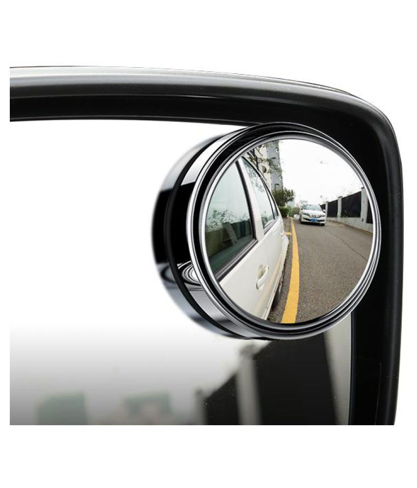 Set of 2 V-8 Blind Spot Mirror SUVs and Trucks 2” Round 360 Degree Adjustable Convex Exterior Wide Angle Rear View Stick On Mirror for Cars Black 