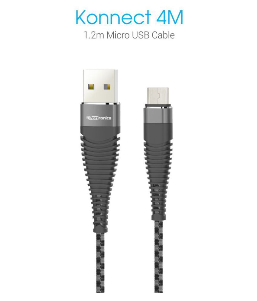 Portronics USB Data Cable Black 1.2 Meter
