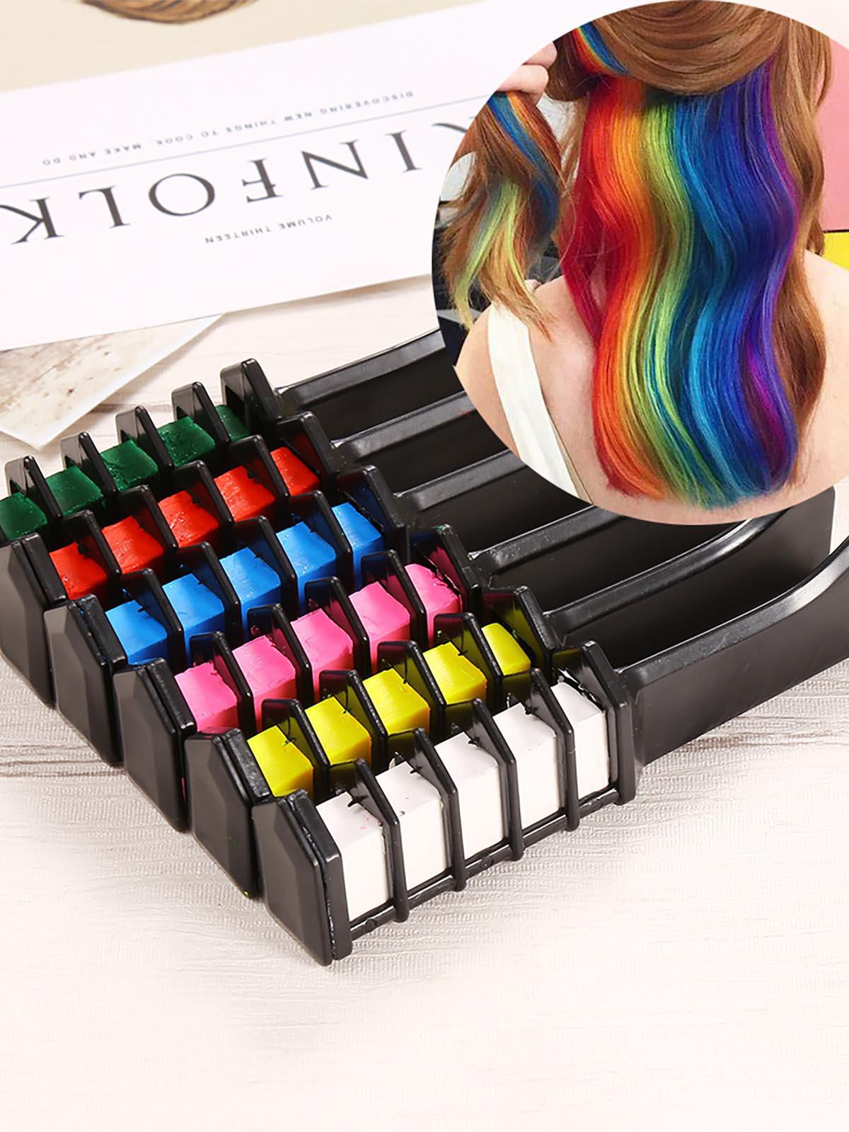 Hair Chalk Temporary Hair Color Comb Dye Salon Kit for Party Club Cosplay:  Buy Hair Chalk Temporary Hair Color Comb Dye Salon Kit for Party Club  Cosplay at Best Prices in India -