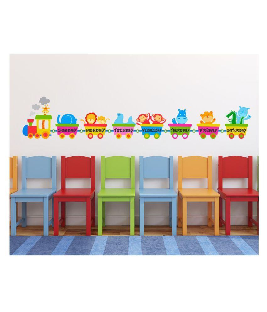     			Wallzone Kids Weak Train Abstract Sticker ( 40 x 160 cms )