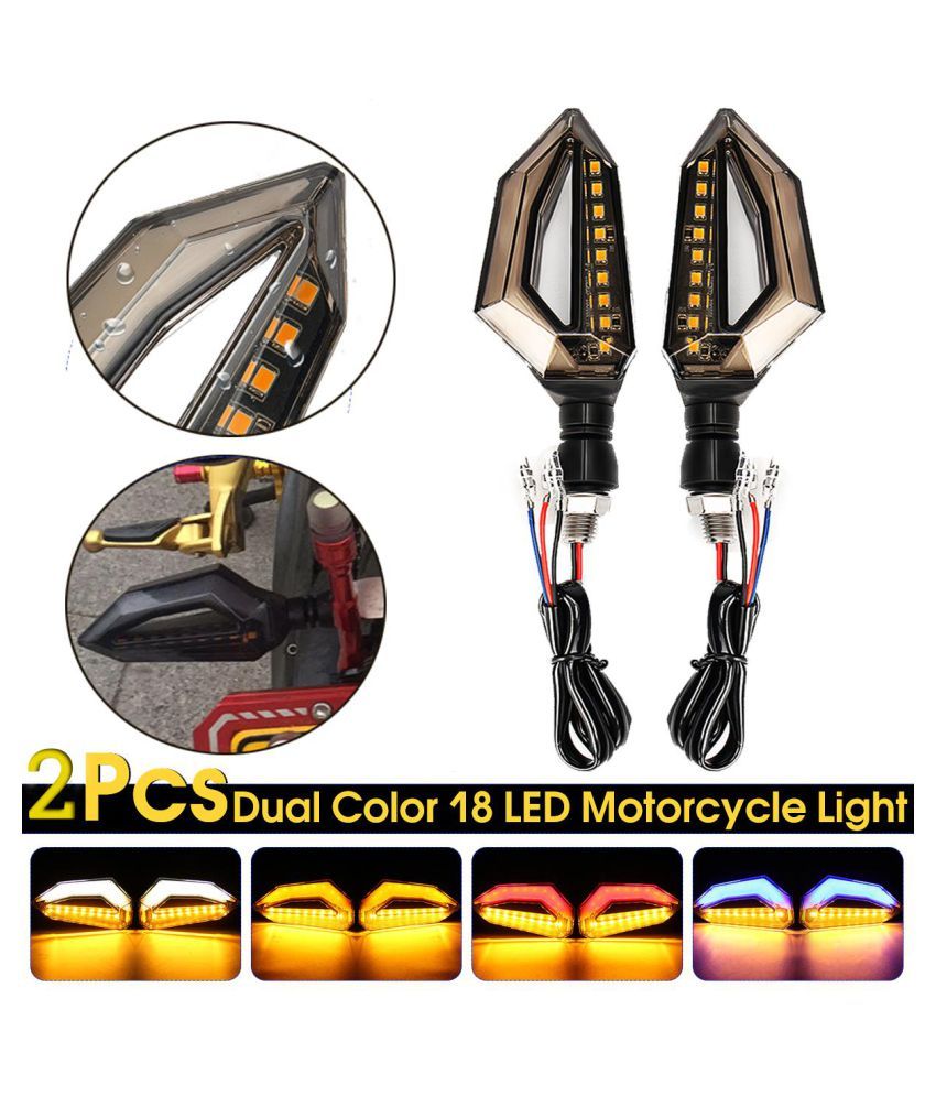 Dual Color 18 Led Motorcycle Motorbike Turn Signal Light Daytime