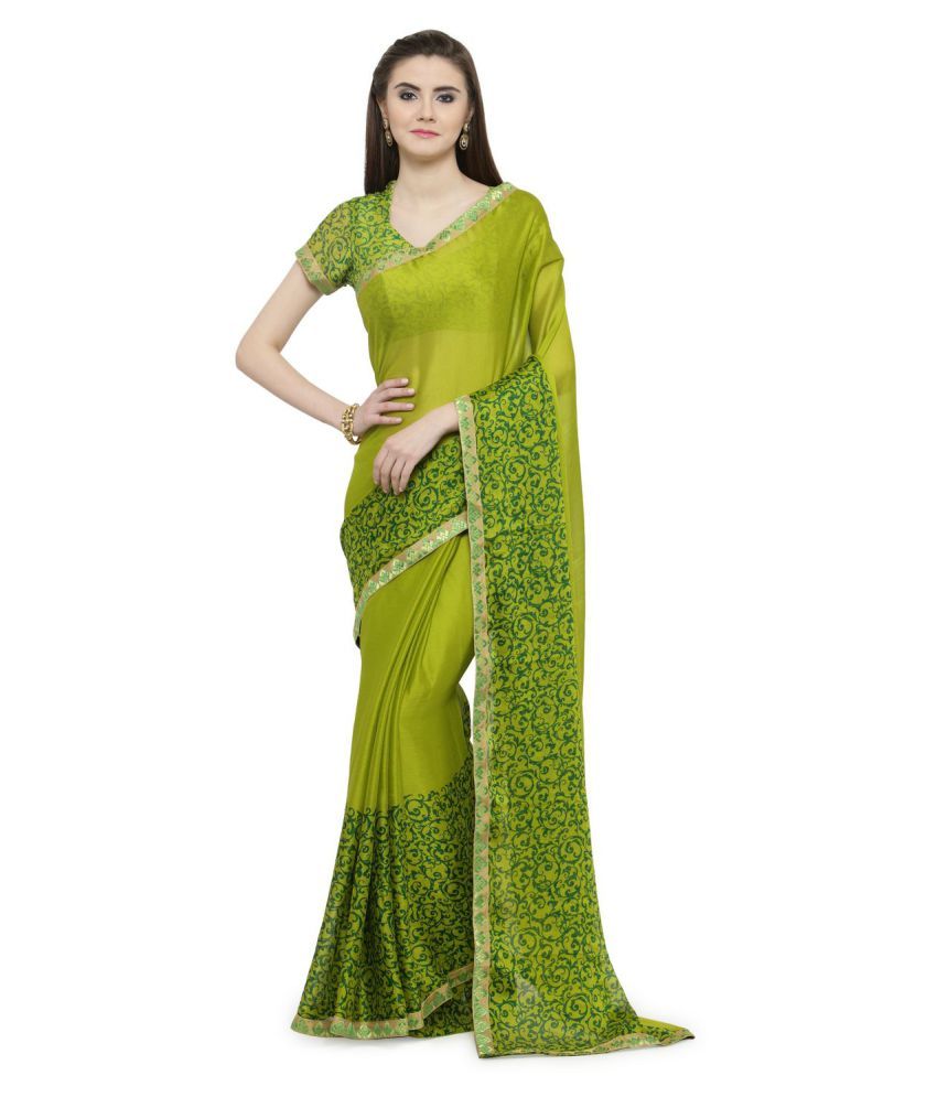     			Shaily Green Chiffon Saree