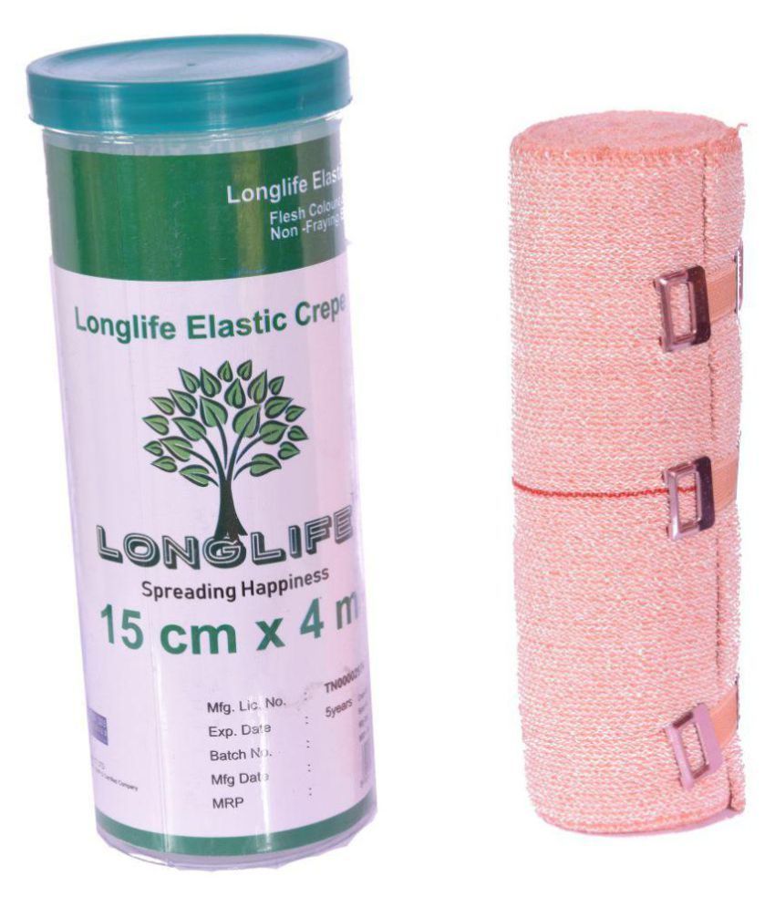     			Longlife Elastic Crepe Bandage Flesh Coloured With Non-Fraying Edges (4 M X 15 Cm)