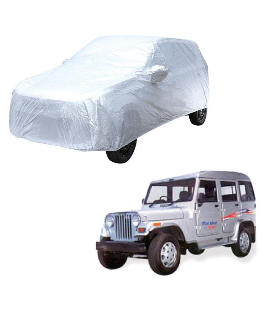     			Autoretail Silver Color Dust Proof Car Body Polyster Cover With Mirror Pocket Polyster For Mahindra Marshal