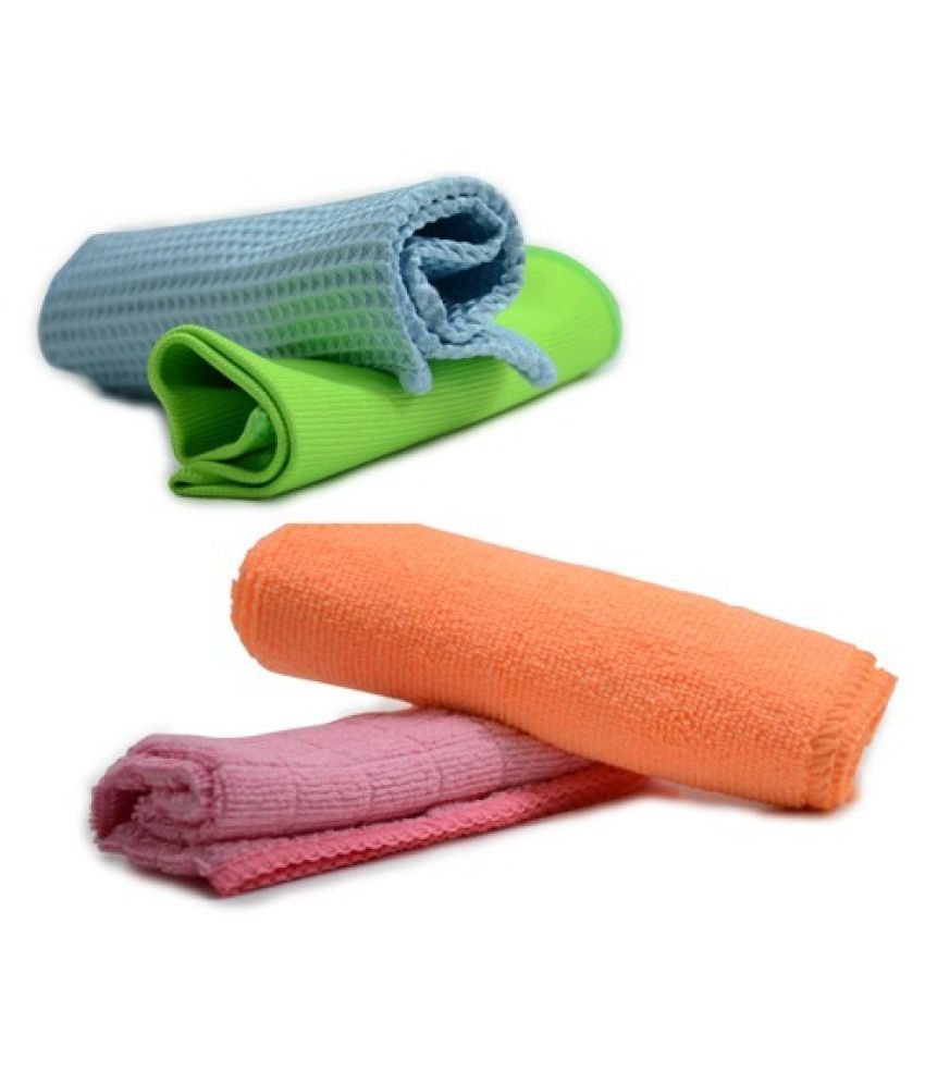 CarSaaz “Rainbow Cleaners” Multifunctional Microfiber cloth combo(4Pcs ...